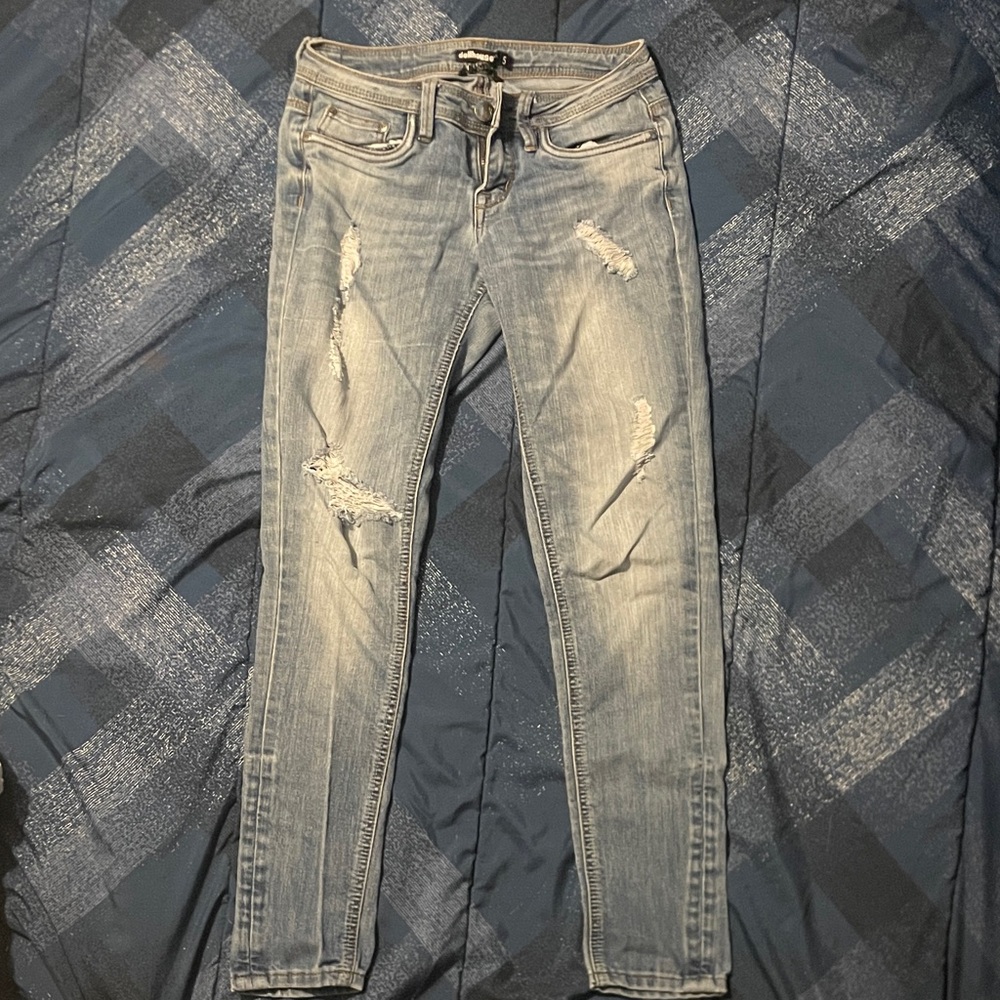 Dollhouse Light Blue Distressed Skinny Jeans